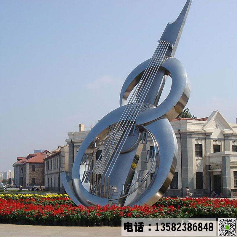 不锈钢镜面广场小提琴雕塑加工定制.JPG