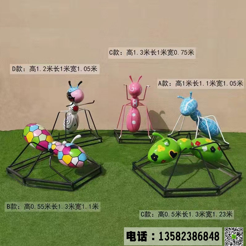 不锈钢彩绘蚂蚁雕塑定制.JPG